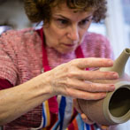 Julie Ayton working in her studio 2017